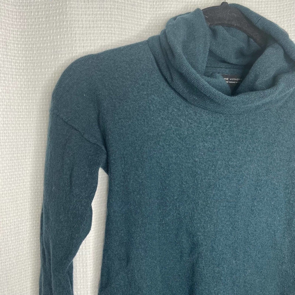 Adrienne Vittadini Luxe Dark Green Cowl Neck Long‎ Sleeve Sweater